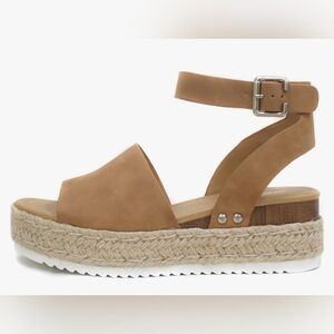Soda brand Ankle Strap Espadrilles Flatform Wedge Sandal